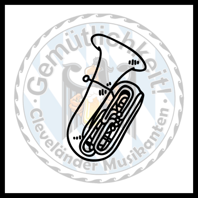 A baritone overlaid on the band logo.