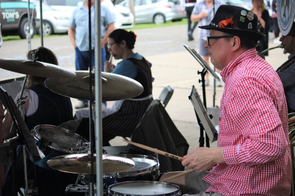 A drummer at the drumset